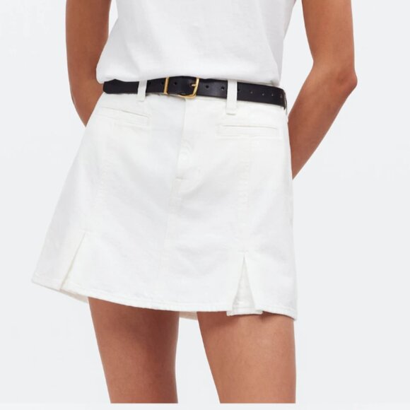 Madewell Denim Pleated Mini Skirt A-line Tile White Size 26 - Picture 1 of 8